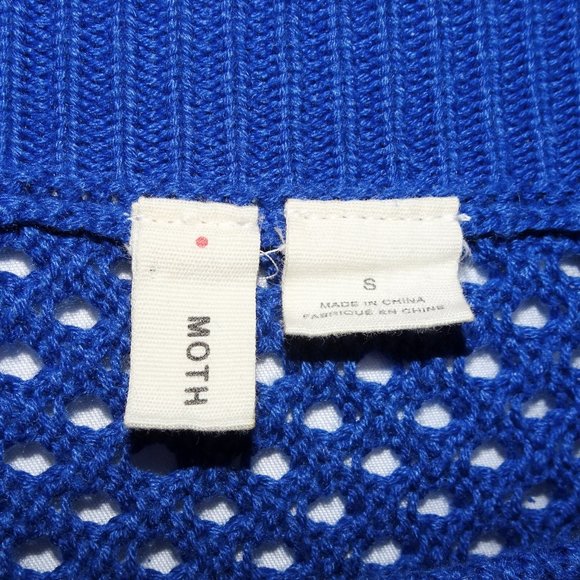 MOTH Anthropologie Blue Open Knit Reese Wide Sleeve Sweater - Picture 4 of 4